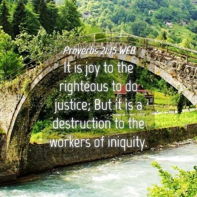 Picture 04 - Proverbs 21:15 WEB - It is joy to the righteous to do justice; But it - Bible Verse Picture