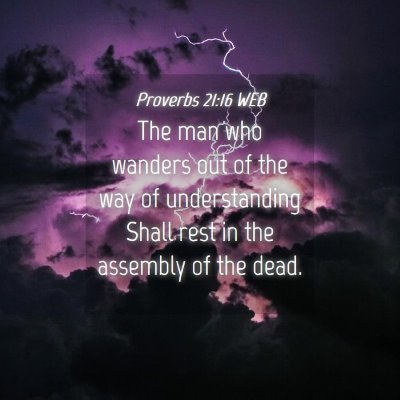 Picture 04 - Proverbs 21:16 WEB - The man who wanders out of the way of - Bible Verse Picture