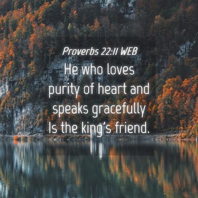 Picture 04 - Proverbs 22:11 WEB - He who loves purity of heart and speaks - Bible Verse Picture