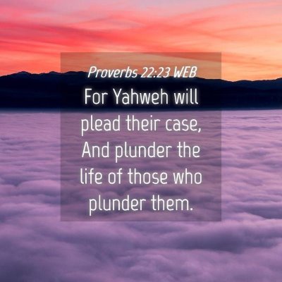 Picture 04 - Proverbs 22:23 WEB - For Yahweh will plead their case, And plunder the - Bible Verse Picture