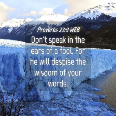 Picture 04 - Proverbs 23:9 WEB - Don't speak in the ears of a fool, For he will - Bible Verse Picture
