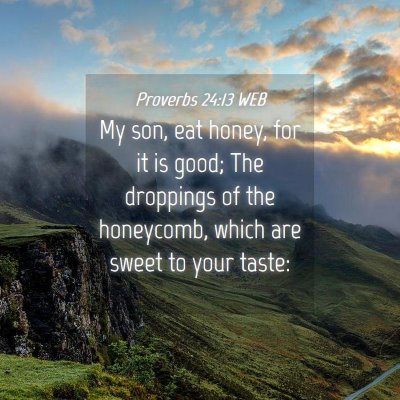Picture 04 - Proverbs 24:13 WEB - My son, eat honey, for it is good; The droppings - Bible Verse Picture