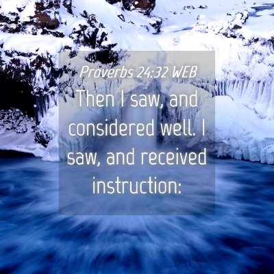 Picture 04 - Proverbs 24:32 WEB - Then I saw, and considered well. I saw, and - Bible Verse Picture