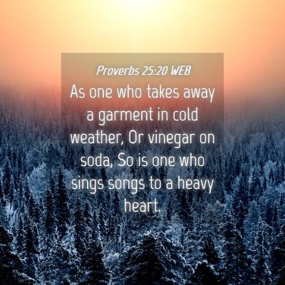 Picture 04 - Proverbs 25:20 WEB - As one who takes away a garment in cold weather, - Bible Verse Picture