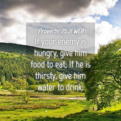 Picture 04 - Proverbs 25:21 WEB - If your enemy is hungry, give him food to eat; If - Bible Verse Picture