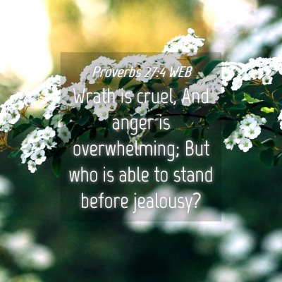 Picture 04 - Proverbs 27:4 WEB - Wrath is cruel, And anger is overwhelming; But - Bible Verse Picture