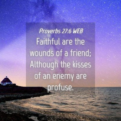 Picture 04 - Proverbs 27:6 WEB - Faithful are the wounds of a friend; Although the - Bible Verse Picture