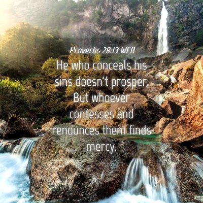 Picture 04 - Proverbs 28:13 WEB - He who conceals his sins doesn't prosper, But - Bible Verse Picture