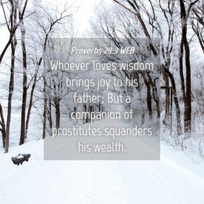 Picture 04 - Proverbs 29:3 WEB - Whoever loves wisdom brings joy to his father; - Bible Verse Picture