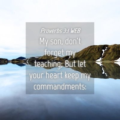 Picture 04 - Proverbs 3:1 WEB - My son, don't forget my teaching; But let your - Bible Verse Picture