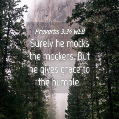 Picture 04 - Proverbs 3:34 WEB - Surely he mocks the mockers, But he gives grace - Bible Verse Picture