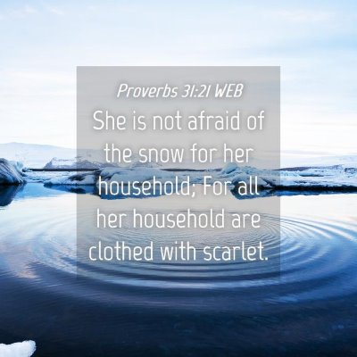 Picture 04 - Proverbs 31:21 WEB - She is not afraid of the snow for her household; - Bible Verse Picture