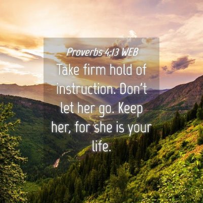 Picture 04 - Proverbs 4:13 WEB - Take firm hold of instruction. Don't let her go. - Bible Verse Picture