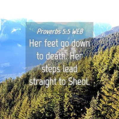 Picture 04 - Proverbs 5:5 WEB - Her feet go down to death. Her steps lead - Bible Verse Picture