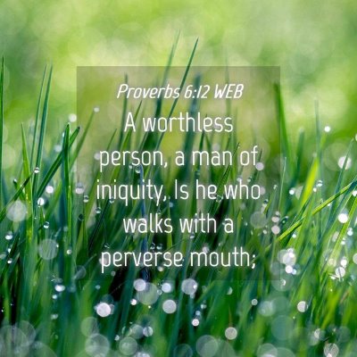 Picture 04 - Proverbs 6:12 WEB - A worthless person, a man of iniquity, Is he who - Bible Verse Picture