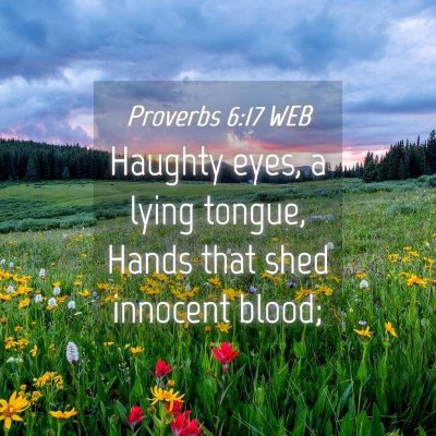 Picture 04 - Proverbs 6:17 WEB - Haughty eyes, a lying tongue, Hands that shed - Bible Verse Picture