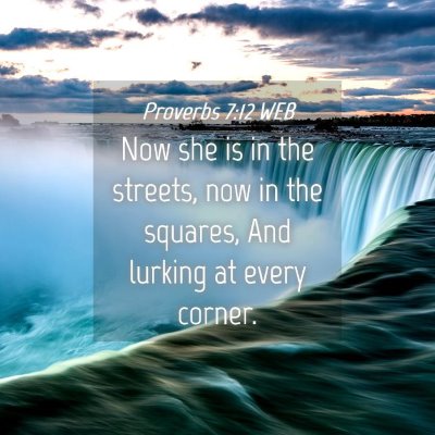 Picture 04 - Proverbs 7:12 WEB - Now she is in the streets, now in the squares, - Bible Verse Picture