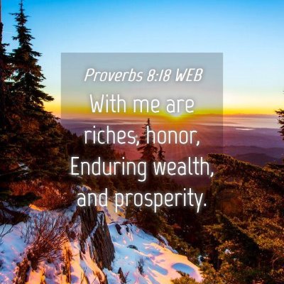 Picture 04 - Proverbs 8:18 WEB - With me are riches, honor, Enduring wealth, and - Bible Verse Picture