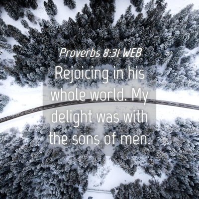 Picture 04 - Proverbs 8:31 WEB - Rejoicing in his whole world. My delight was with - Bible Verse Picture