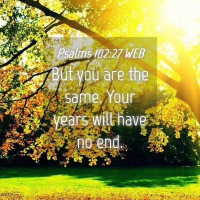 Picture 04 - Psalms 102:27 WEB - But you are the same. Your years will have no - Bible Verse Picture