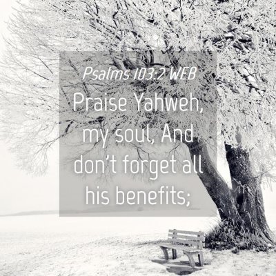 Picture 04 - Psalms 103:2 WEB - Praise Yahweh, my soul, And don't forget all his - Bible Verse Picture