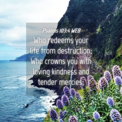 Picture 04 - Psalms 103:4 WEB - Who redeems your life from destruction; Who - Bible Verse Picture