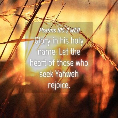 Picture 04 - Psalms 105:3 WEB - Glory in his holy name. Let the heart of those - Bible Verse Picture