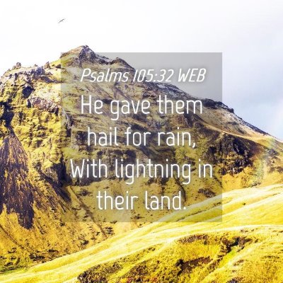 Picture 04 - Psalms 105:32 WEB - He gave them hail for rain, With lightning in - Bible Verse Picture