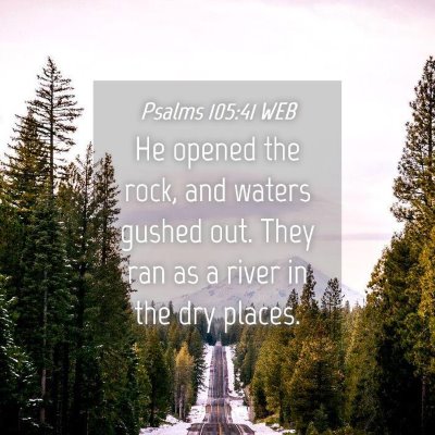 Picture 04 - Psalms 105:41 WEB - He opened the rock, and waters gushed out. They - Bible Verse Picture