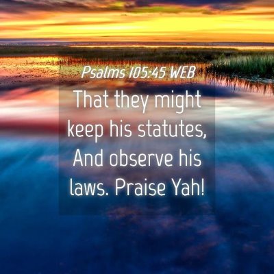 Picture 04 - Psalms 105:45 WEB - That they might keep his statutes, And observe - Bible Verse Picture