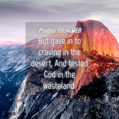 Picture 04 - Psalms 106:14 WEB - But gave in to craving in the desert, And tested - Bible Verse Picture