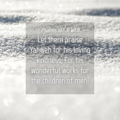 Picture 04 - Psalms 107:31 WEB - Let them praise Yahweh for his loving kindness, - Bible Verse Picture