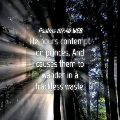 Picture 04 - Psalms 107:40 WEB - He pours contempt on princes, And causes them to - Bible Verse Picture