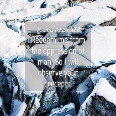 Picture 04 - Psalms 119:134 WEB - Redeem me from the oppression of man, So I will - Bible Verse Picture