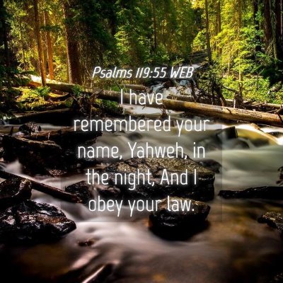 Picture 04 - Psalms 119:55 WEB - I have remembered your name, Yahweh, in the - Bible Verse Picture