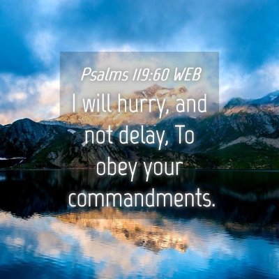Picture 04 - Psalms 119:60 WEB - I will hurry, and not delay, To obey your - Bible Verse Picture