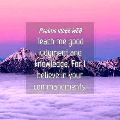 Picture 04 - Psalms 119:66 WEB - Teach me good judgment and knowledge, For I - Bible Verse Picture