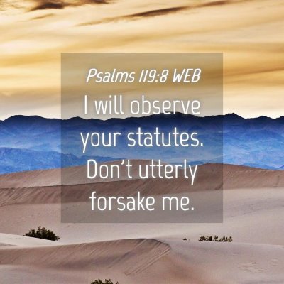 Picture 04 - Psalms 119:8 WEB - I will observe your statutes. Don't utterly - Bible Verse Picture