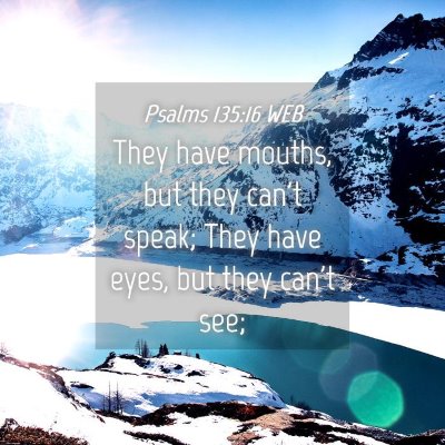 Picture 04 - Psalms 135:16 WEB - They have mouths, but they can't speak; They have - Bible Verse Picture