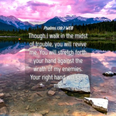Picture 04 - Psalms 138:7 WEB - Though I walk in the midst of trouble, you will - Bible Verse Picture