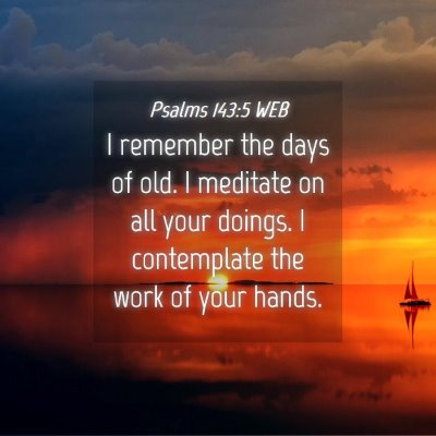Picture 04 - Psalms 143:5 WEB - I remember the days of old. I meditate on all - Bible Verse Picture
