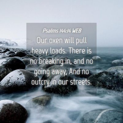 Picture 04 - Psalms 144:14 WEB - Our oxen will pull heavy loads. There is no - Bible Verse Picture