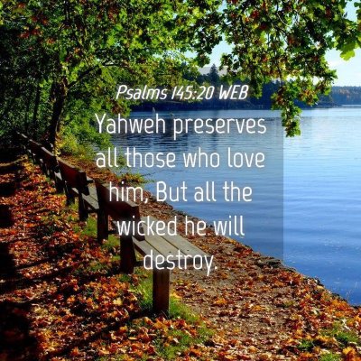 Picture 04 - Psalms 145:20 WEB - Yahweh preserves all those who love him, But all - Bible Verse Picture