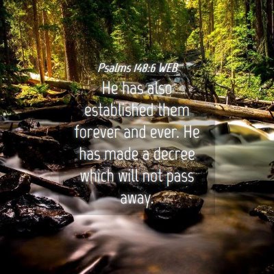 Picture 04 - Psalms 148:6 WEB - He has also established them forever and ever. He - Bible Verse Picture