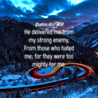 Picture 04 - Psalms 18:17 WEB - He delivered me from my strong enemy, From those - Bible Verse Picture