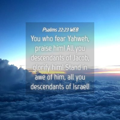 Picture 04 - Psalms 22:23 WEB - You who fear Yahweh, praise him! All you - Bible Verse Picture