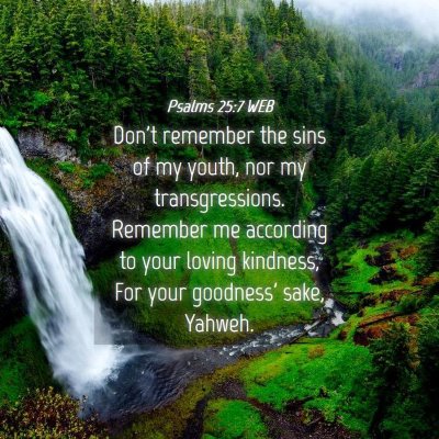 Picture 04 - Psalms 25:7 WEB - Don't remember the sins of my youth, nor my - Bible Verse Picture