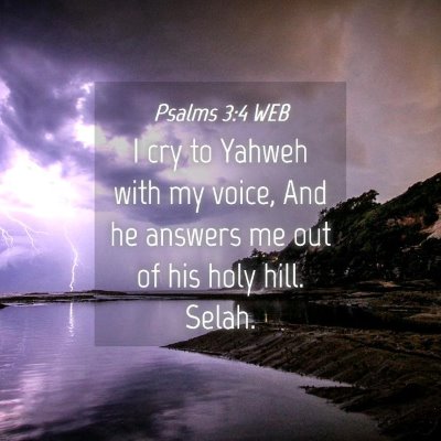 Picture 04 - Psalms 3:4 WEB - I cry to Yahweh with my voice, And he answers me - Bible Verse Picture