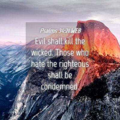 Picture 04 - Psalms 34:21 WEB - Evil shall kill the wicked. Those who hate the - Bible Verse Picture
