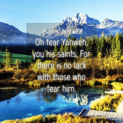 Picture 04 - Psalms 34:9 WEB - Oh fear Yahweh, you his saints, For there is no - Bible Verse Picture